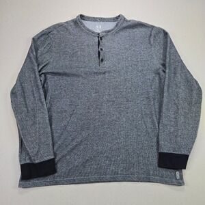 Armani Exchange Henley Long Sleeve Marled Knit Gray Mens XXL